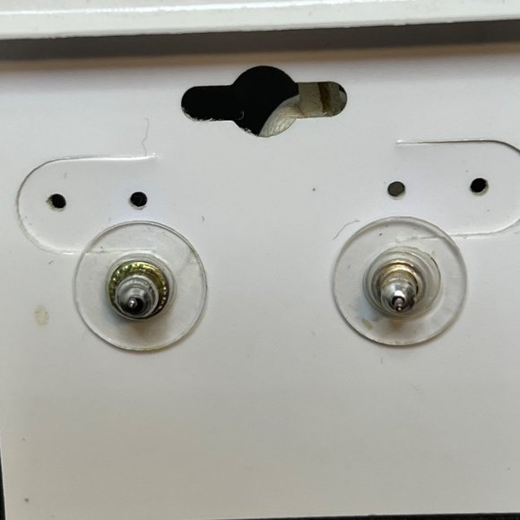 Square Silver Tone CZ Pierced Earrings Signed IBB CN (3778) - Picture 3 of 6